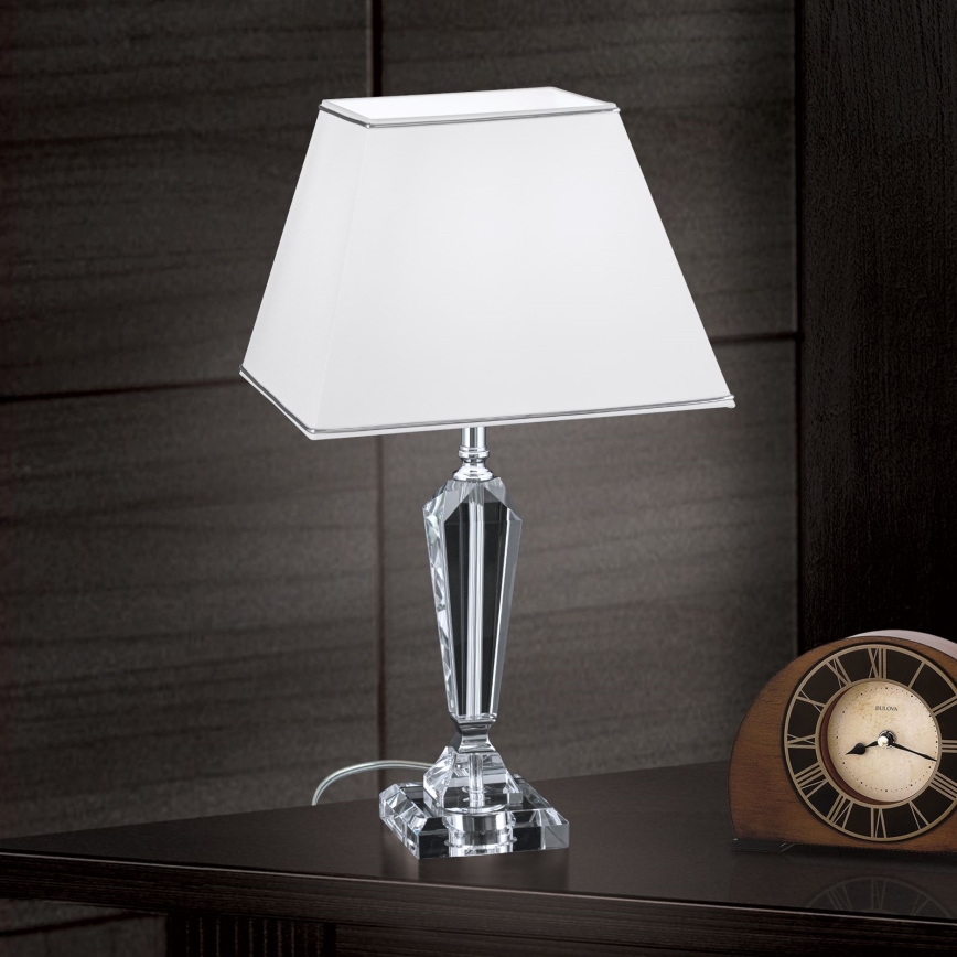 Krištáľová stolná lampa VERONIQUE 1xE27/60W/230V biela/číra