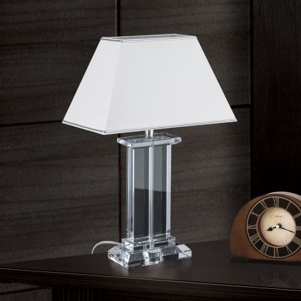 Krištáľová stolná lampa VERONIQUE 1xE27/60W/230V biela/číra