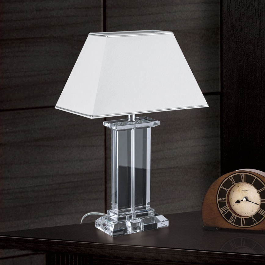 Krištáľová stolná lampa VERONIQUE 1xE27/60W/230V biela/číra
