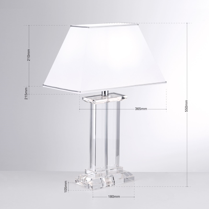 Krištáľová stolná lampa VERONIQUE 1xE27/60W/230V biela/číra