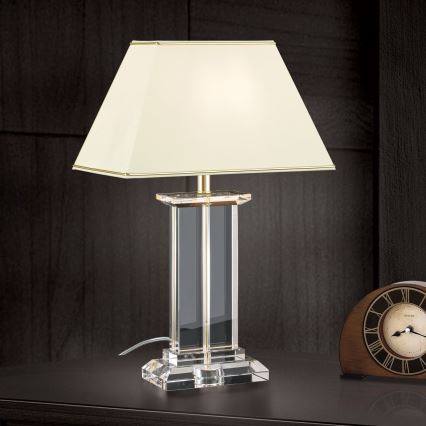 Krištáľová stolná lampa VERONIQUE 1xE27/60W/230V krémová/číra