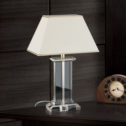 Krištáľová stolná lampa VERONIQUE 1xE27/60W/230V krémová/číra