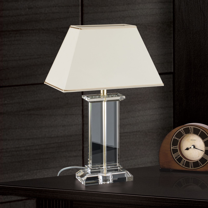 Krištáľová stolná lampa VERONIQUE 1xE27/60W/230V krémová/číra