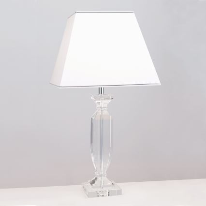 Krištáľová stolná lampa POKAL 1xE27/60W/230V biela/číra