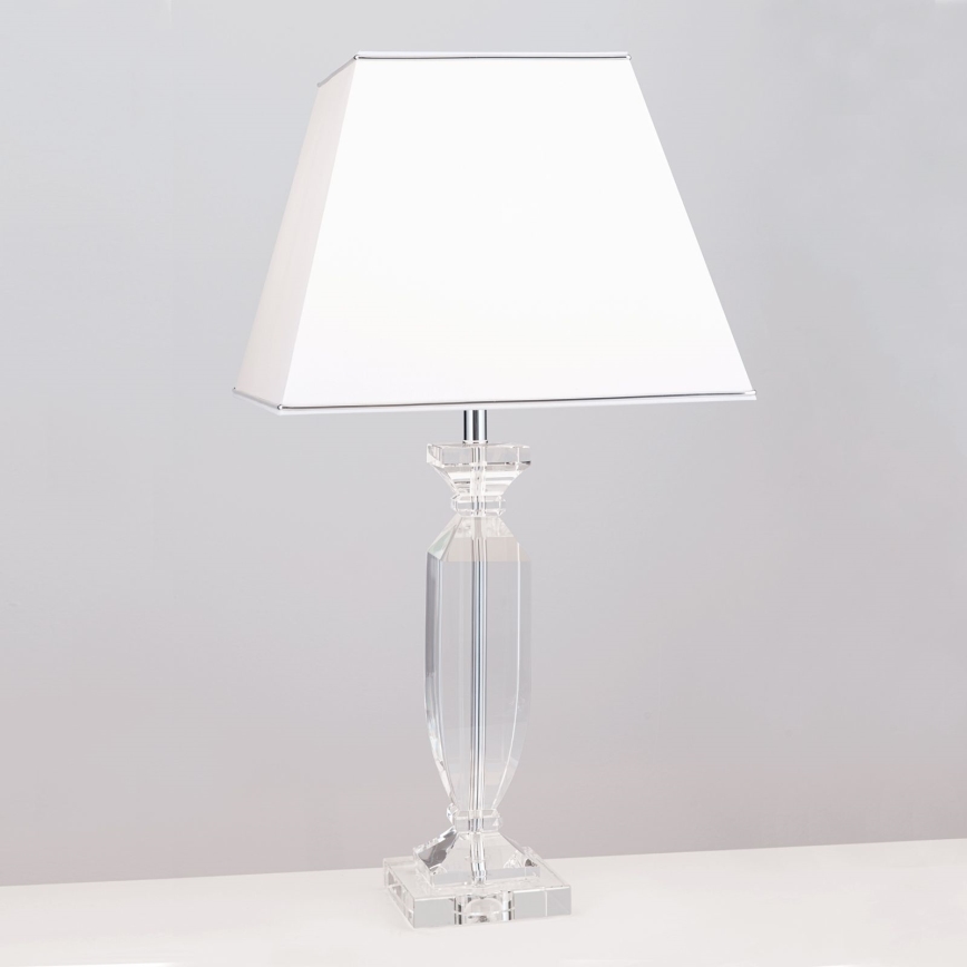 Krištáľová stolná lampa POKAL 1xE27/60W/230V biela/číra