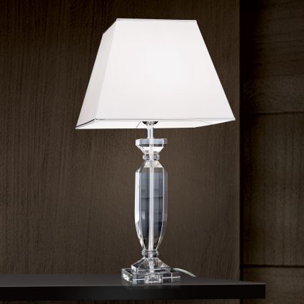 Krištáľová stolná lampa POKAL 1xE27/60W/230V biela/číra