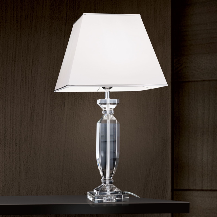 Krištáľová stolná lampa POKAL 1xE27/60W/230V biela/číra