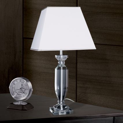 Krištáľová stolná lampa POKAL 1xE27/60W/230V biela/číra