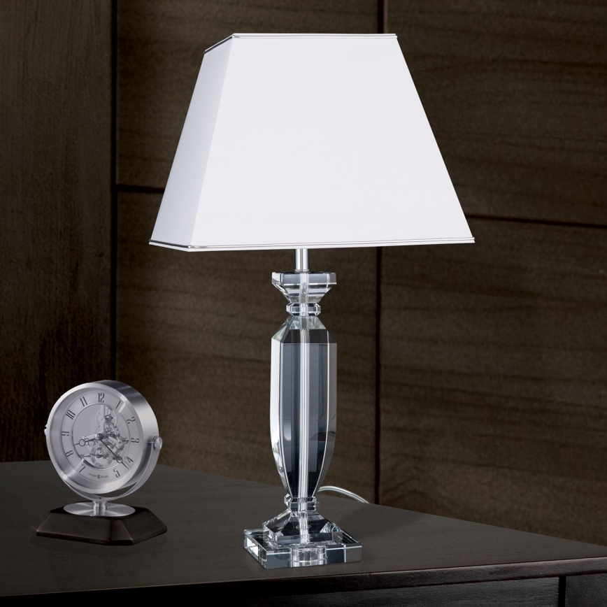 Krištáľová stolná lampa POKAL 1xE27/60W/230V biela/číra