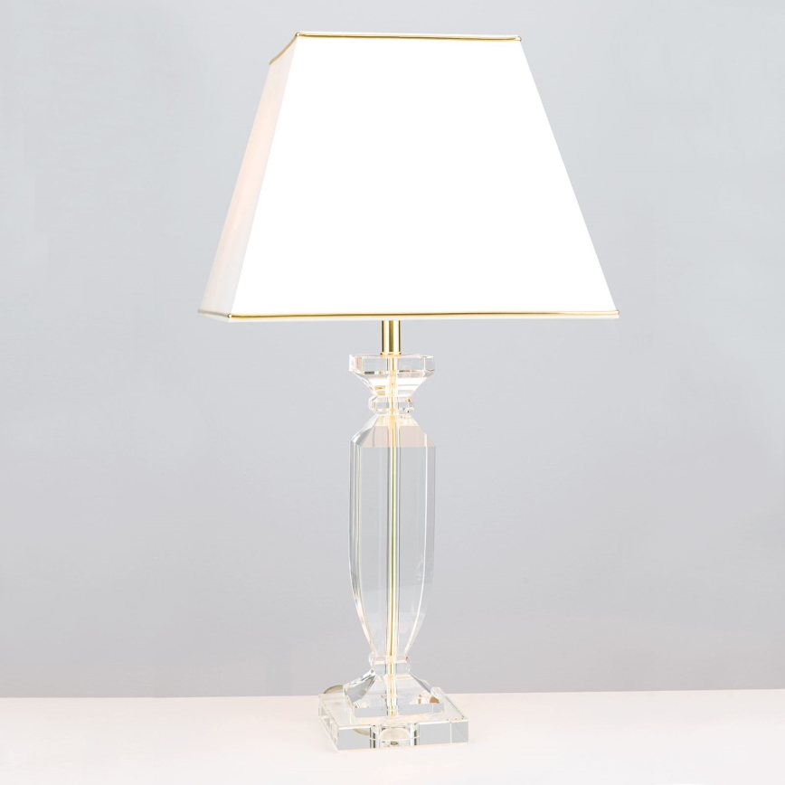 Krištáľová stolná lampa POKAL 1xE27/60W/230V krémová/číra