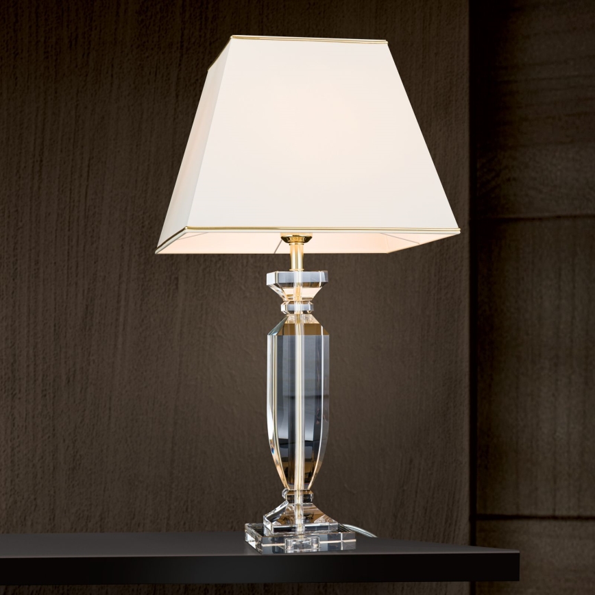 Krištáľová stolná lampa POKAL 1xE27/60W/230V krémová/číra