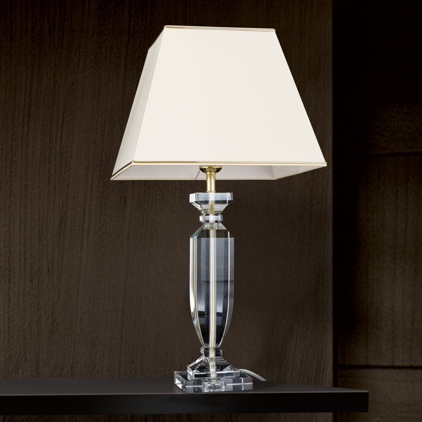 Krištáľová stolná lampa POKAL 1xE27/60W/230V krémová/číra