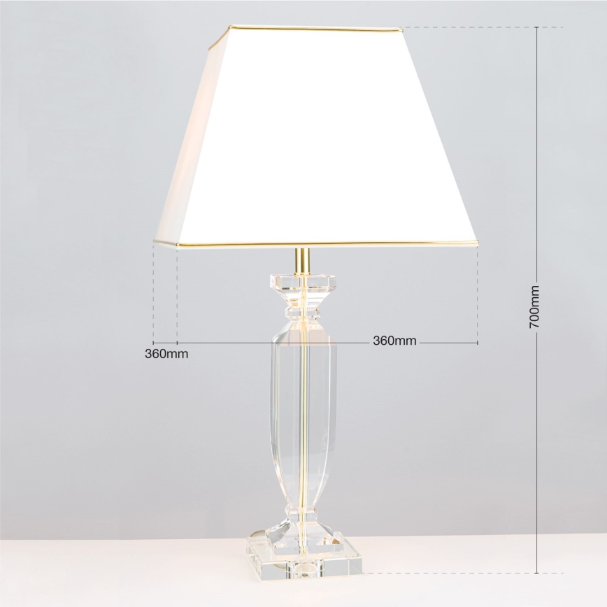 Krištáľová stolná lampa POKAL 1xE27/60W/230V krémová/číra