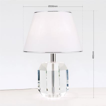 Krištáľová stolná lampa ALEXIS 1xE27/60W/230V biela/lesklý chróm/číra