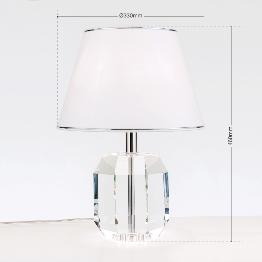 Krištáľová stolná lampa ALEXIS 1xE27/60W/230V biela/lesklý chróm/číra