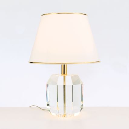 Krištáľová stolná lampa ALEXIS 1xE27/60W/230V krémová/zlatá/číra