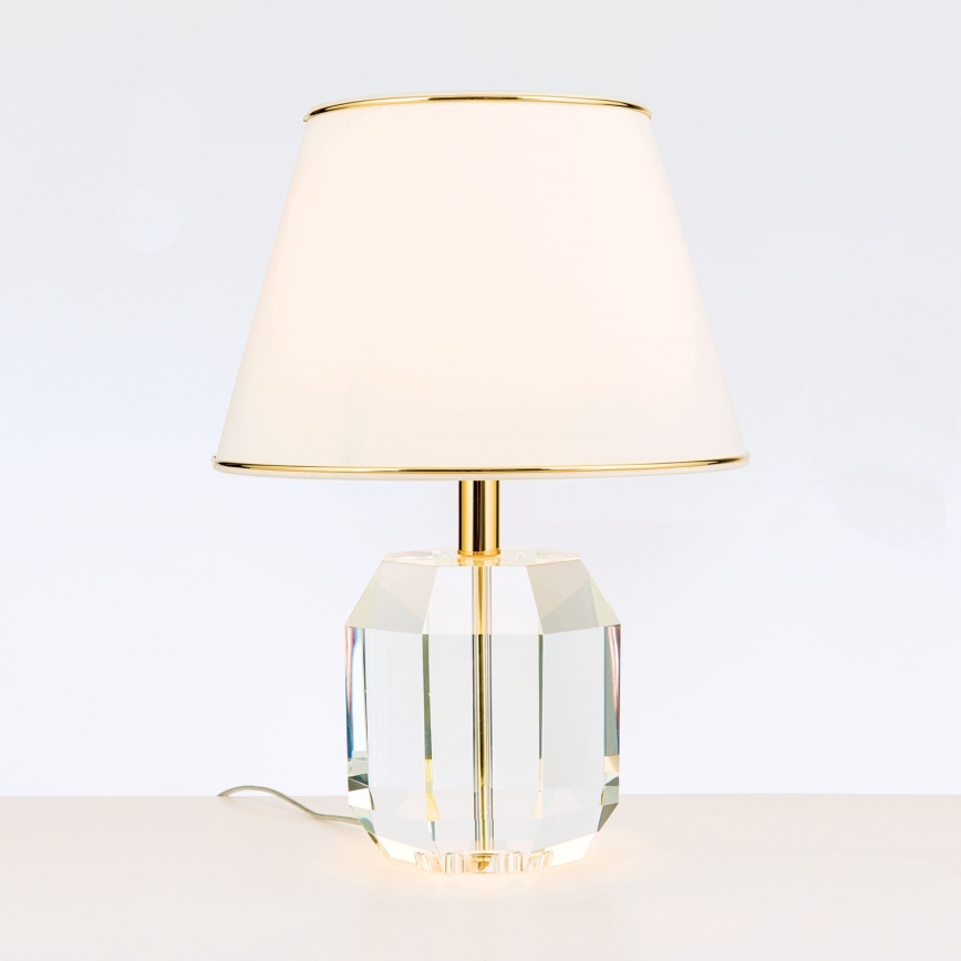 Krištáľová stolná lampa ALEXIS 1xE27/60W/230V krémová/zlatá/číra