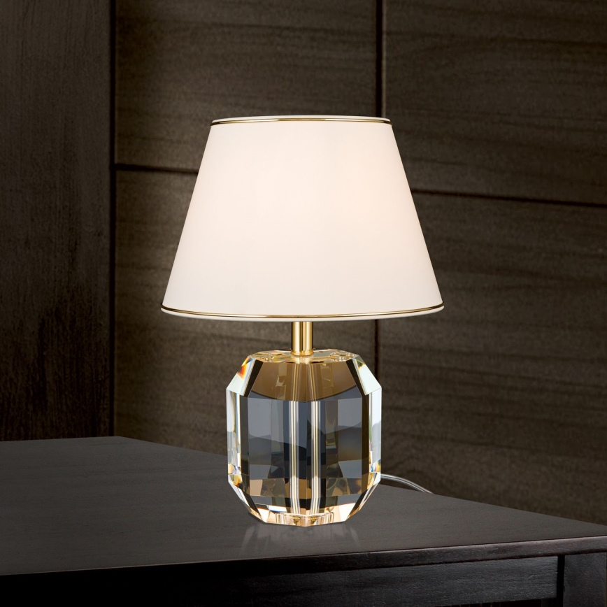 Krištáľová stolná lampa ALEXIS 1xE27/60W/230V krémová/zlatá/číra