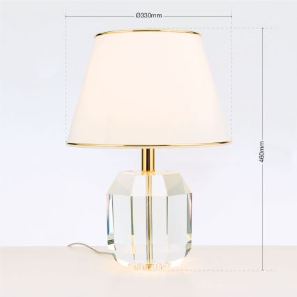 Krištáľová stolná lampa ALEXIS 1xE27/60W/230V krémová/zlatá/číra
