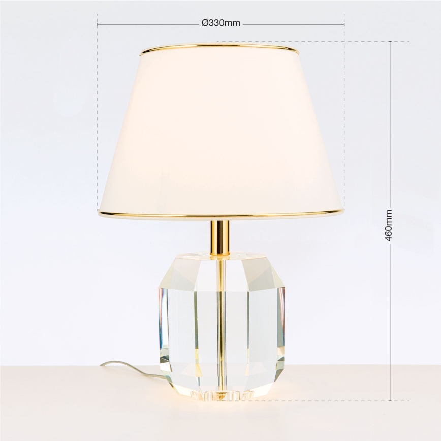 Krištáľová stolná lampa ALEXIS 1xE27/60W/230V krémová/zlatá/číra