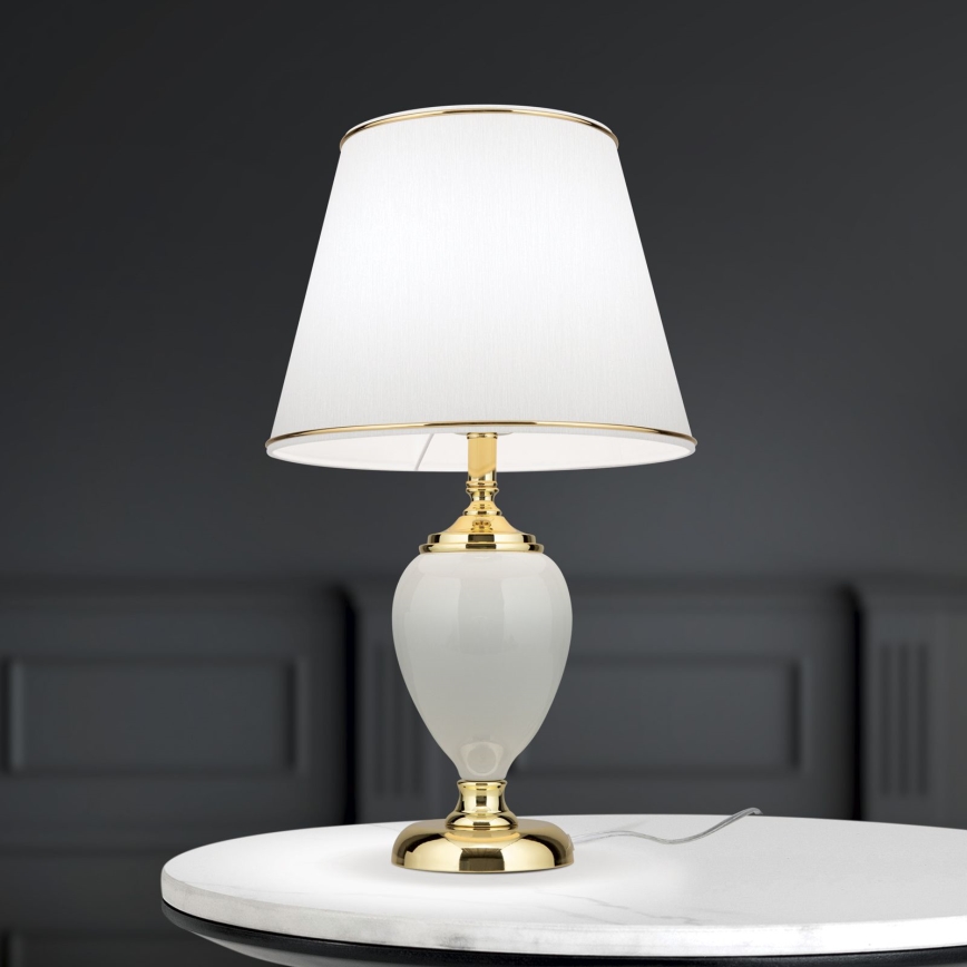 Stolná lampa OVUM 1xE27/40W/230V 48 cm keramika biela/zlatá