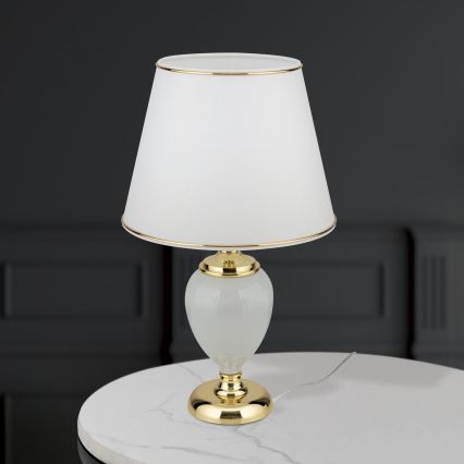 Stolná lampa OVUM 1xE27/40W/230V 48 cm keramika biela/zlatá