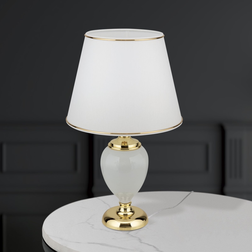 Stolná lampa OVUM 1xE27/40W/230V 48 cm keramika biela/zlatá
