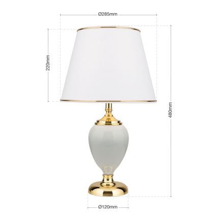 Stolná lampa OVUM 1xE27/40W/230V 48 cm keramika biela/zlatá