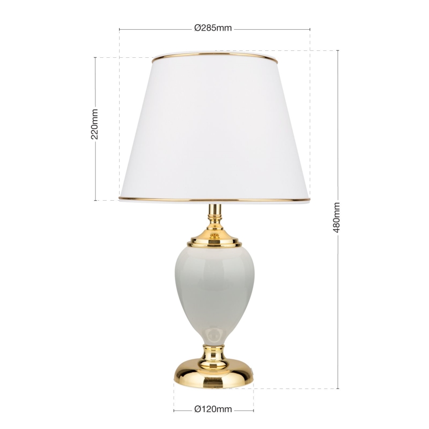 Stolná lampa OVUM 1xE27/40W/230V 48 cm keramika biela/zlatá
