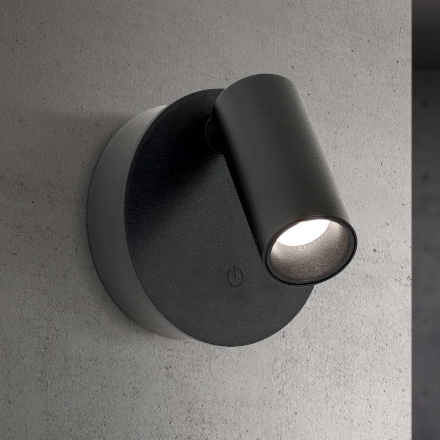 LED stmievateľné nabíjateľné dotykové nástenné bodové svietidlo LUXY LED/1W/5V 2200 mAh 2700/3000/4000K čierne