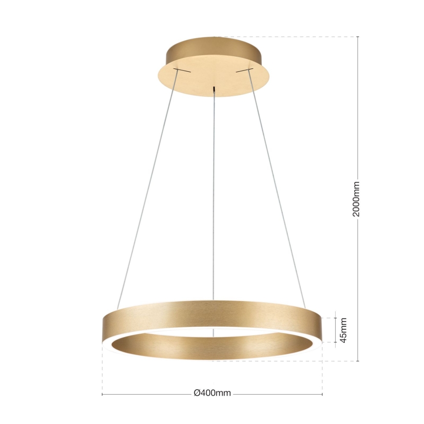 LED stmievateľný luster na lanku KOLK LED/40W/230V 2700/3000/4000K pr. 40 cm zlatá