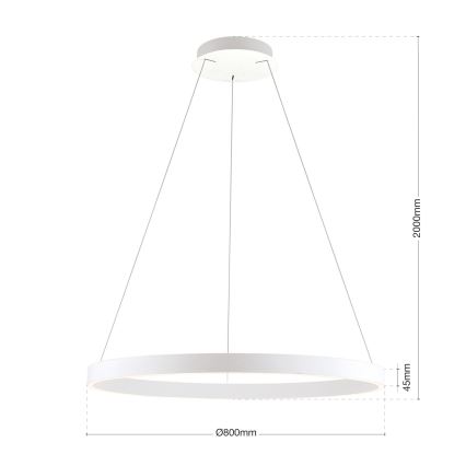 Stmievateľný LED závesný luster na lane KOLK LED/80W/230V 2700/3000/4000K pr. 80 cm biela
