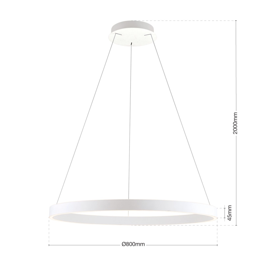 Stmievateľný LED závesný luster na lane KOLK LED/80W/230V 2700/3000/4000K pr. 80 cm biela