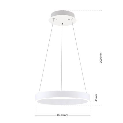 LED stmievateľný luster na lanku KOLK LED/40W/230V 2700/3000/4000K pr. 40 cm biela