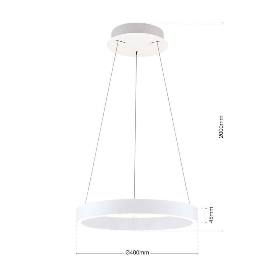 LED stmievateľný luster na lanku KOLK LED/40W/230V 2700/3000/4000K pr. 40 cm biela