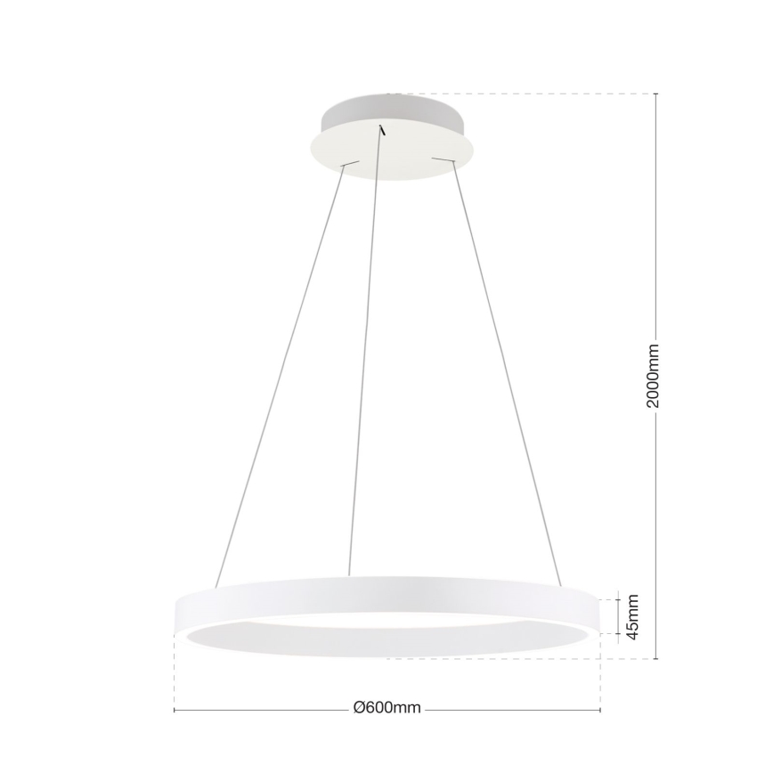 LED Stmievateľný luster na lanku KOLK LED/60W/230V 2700/3000/4000K pr. 60 cm biela