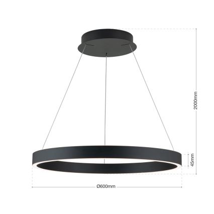 stmievateľný LED luster na lanku KOLK LED/60W/230V 2700/3000/4000K pr. 60 cm čierny