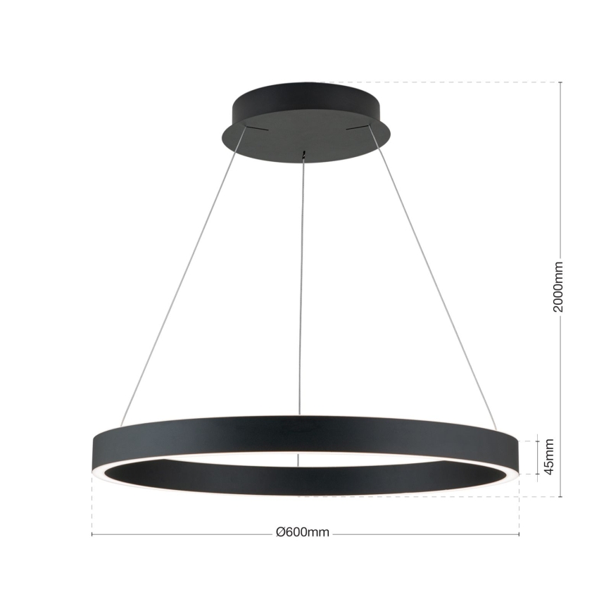 stmievateľný LED luster na lanku KOLK LED/60W/230V 2700/3000/4000K pr. 60 cm čierny