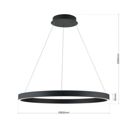 LED stmievateľný luster na lanku KOLK LED/80W/230V 2700/3000/4000K pr. 80 cm čierny