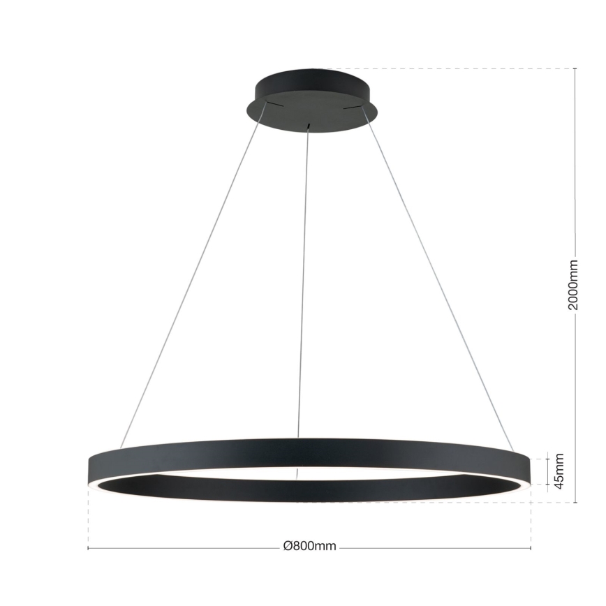 LED stmievateľný luster na lanku KOLK LED/80W/230V 2700/3000/4000K pr. 80 cm čierny