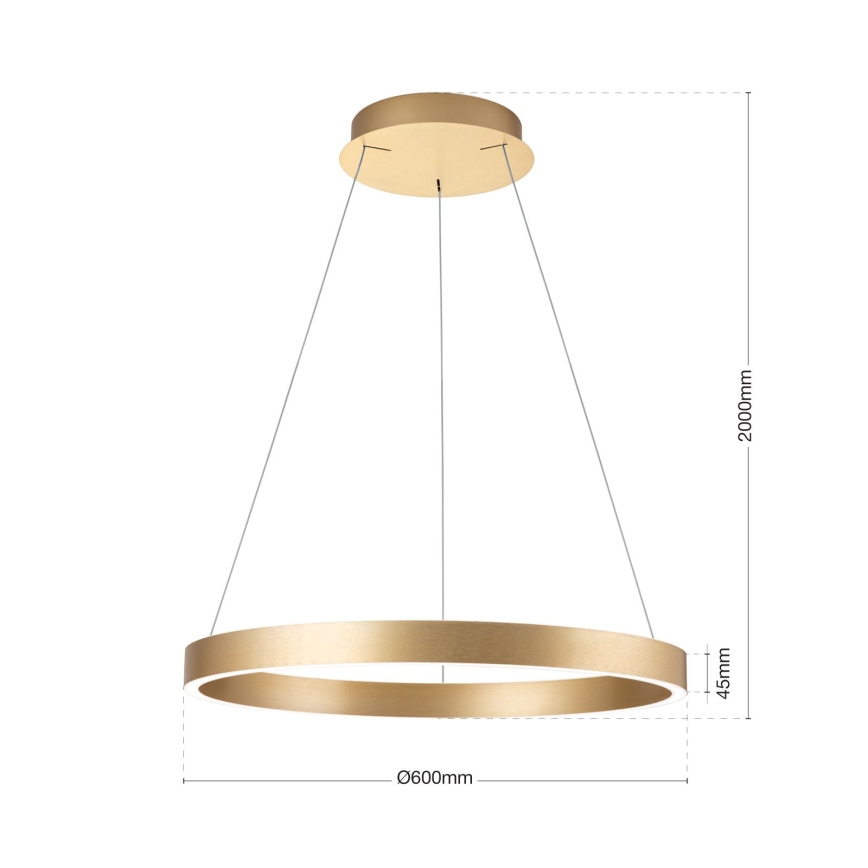 LED stmievateľný luster na lanku KOLK LED/60W/230V 2700/3000/4000K, priemer 60 cm, zlatý