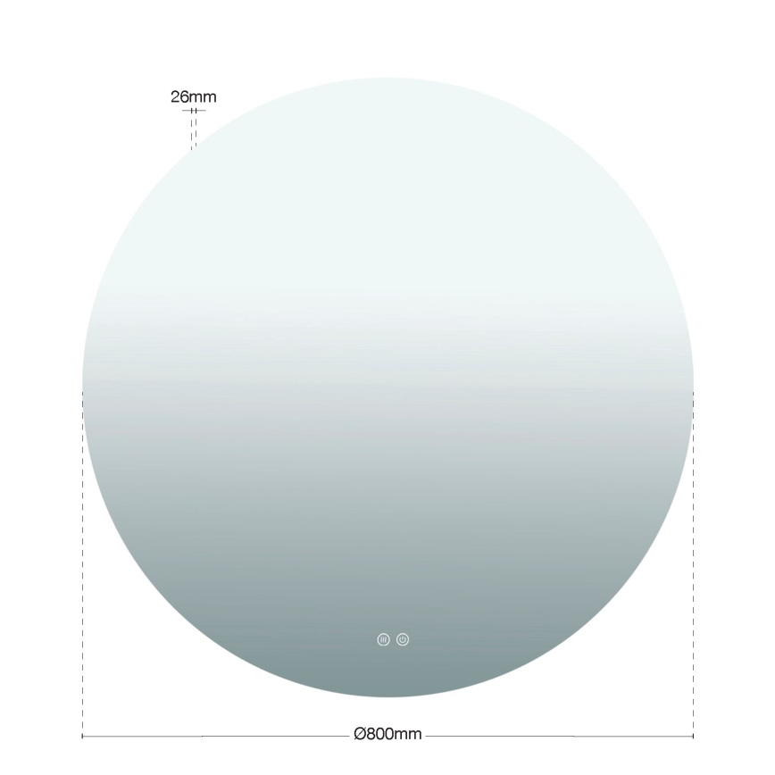 LED Kúpeľňové vyhrievané nástenné zrkadlo s podsvietením FOCUS LED/27W/230V 3000/4200/6000K pr. 80 cm IP44
