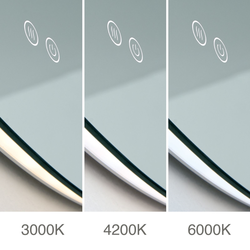 LED Kúpeľňové vyhrievané nástenné zrkadlo s podsvietením FOCUS LED/30W/230V 3000/4200/6000K pr. 100 cm IP44