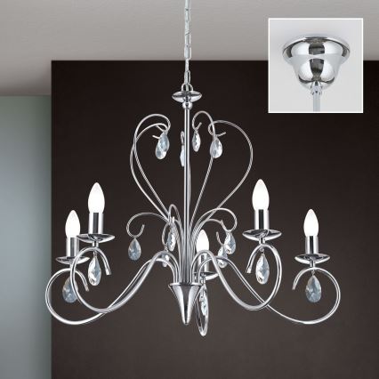 Krištáľový luster na reťazi ALESSIA 5xE14/40W/230V lesklý chróm