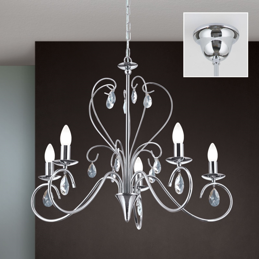 Krištáľový luster na reťazi ALESSIA 5xE14/40W/230V lesklý chróm