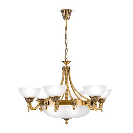 Luster na reťazi ROCCA 9xE27/60W/230V pr. 75 cm bronz/biela