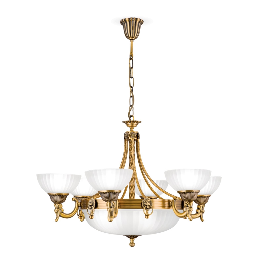 Luster na reťazi ROCCA 9xE27/60W/230V pr. 75 cm bronz/biela