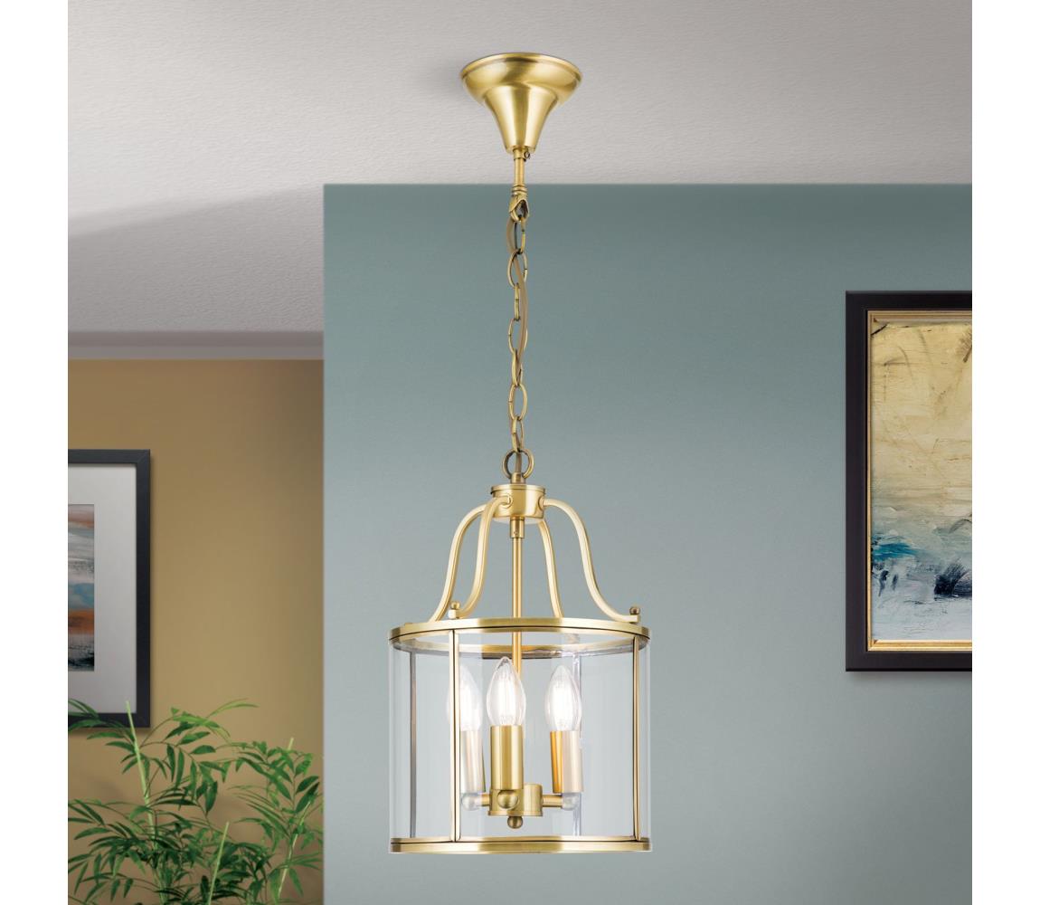 Orion - Luster na reťazi BRUNO 3xE14/40W/230V pr. 25 cm zlatá HL 6-1677/3 bronze