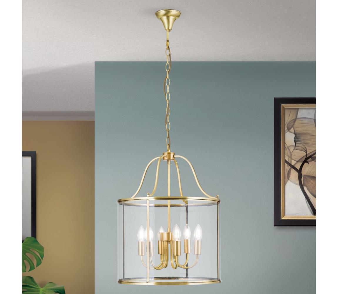 Orion - Luster na reťazi BRUNO 6xE14/40W/230V priemer 43 cm zlatý HL 6-1678/6 bronze