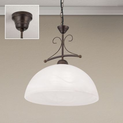 Luster na reťazi RULA 1xE27/40W/230V pr. 35 cm biela/bronz